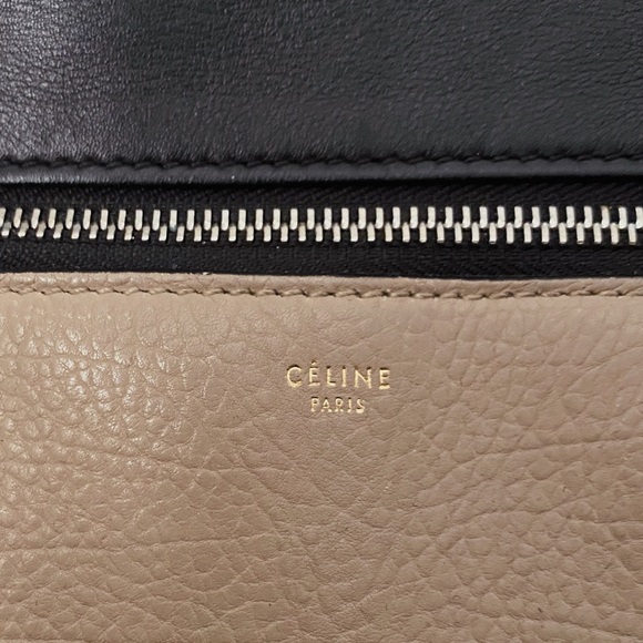 Celine Edge Phoebe Philo Taupe Tan Black Leather Shoulder Tote Bag Italy - Picture 3 of 11